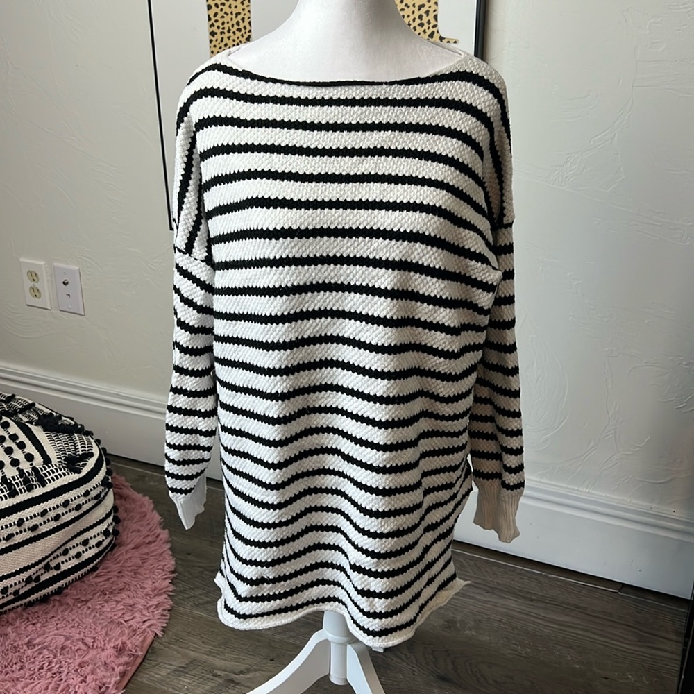 Stripe Boatneck Tunic Sweater